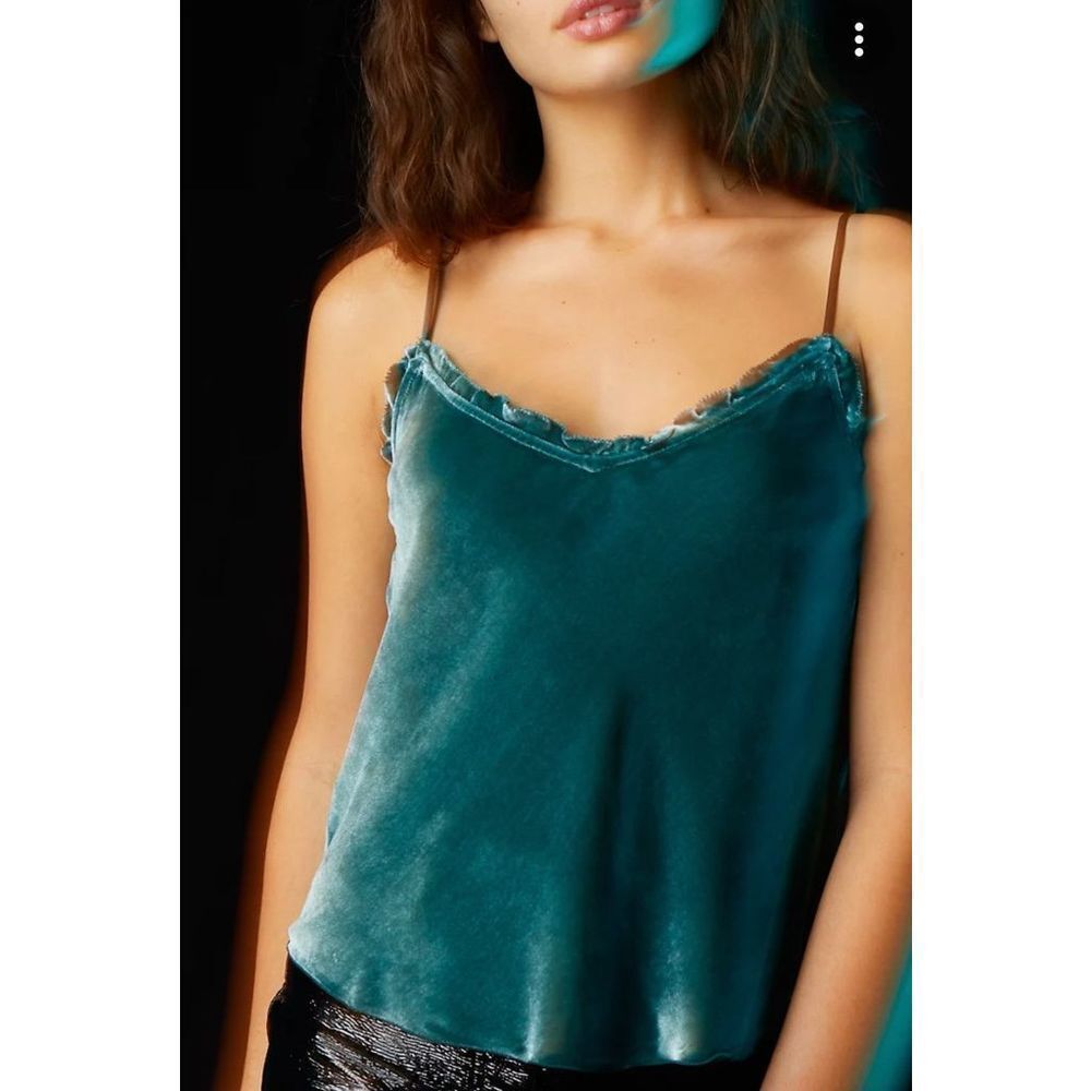 New The Wilfred Ruffle Velvet Camisole- Aqua Marine